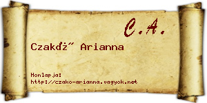 Czakó Arianna névjegykártya